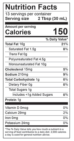 Original Blue Cheese Nutrition Facts