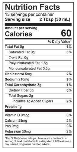 Lite Ranch Nutrition Facts