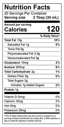 Signature Ranch - Family Size Nutritional Facts