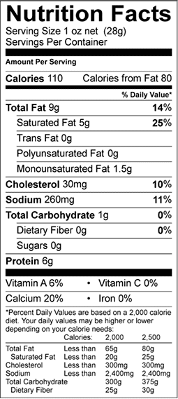 Blue Cheese Crumbles - tub Nutrition Facts