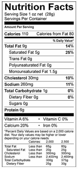 Blue Cheese Wheel Nutrition Facts