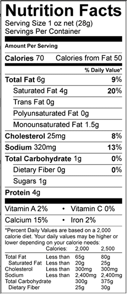 Feta Crumbles - pouch Nutrition Facts