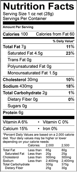 Gorgonzola - center cut Nutrition Facts