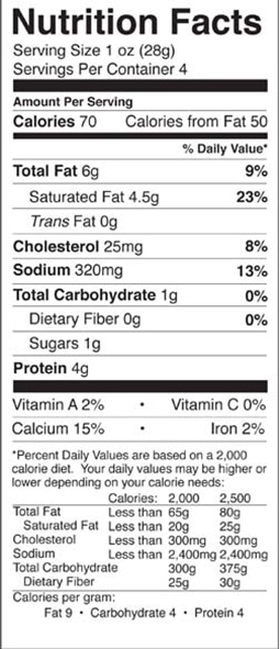 Feta Crumbles - sleeve Nutrition Facts