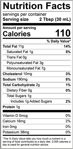 Avocado Ranch Nutrition Facts