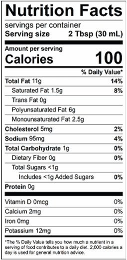 Organic Caesar Nutrition Facts