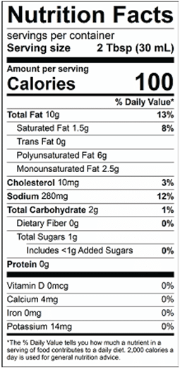 Organic Ranch Nutrition Facts