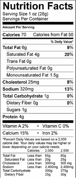 Feta Crumbles - tub Nutrition Facts