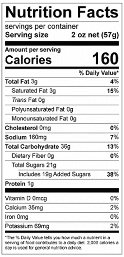 low fat caramel singles Nutrition Facts