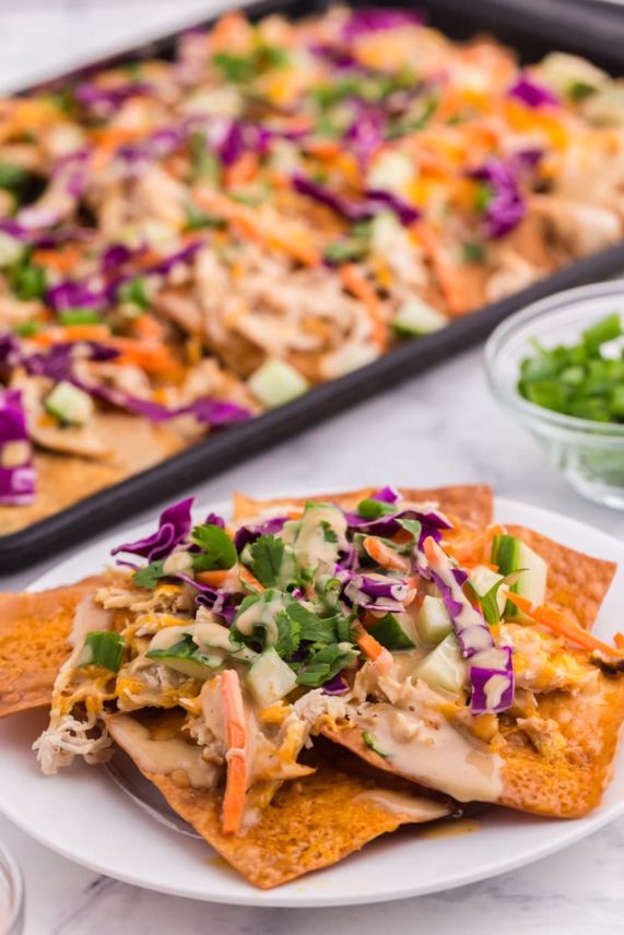 Serving up freshly made Asian Chicken Nachos