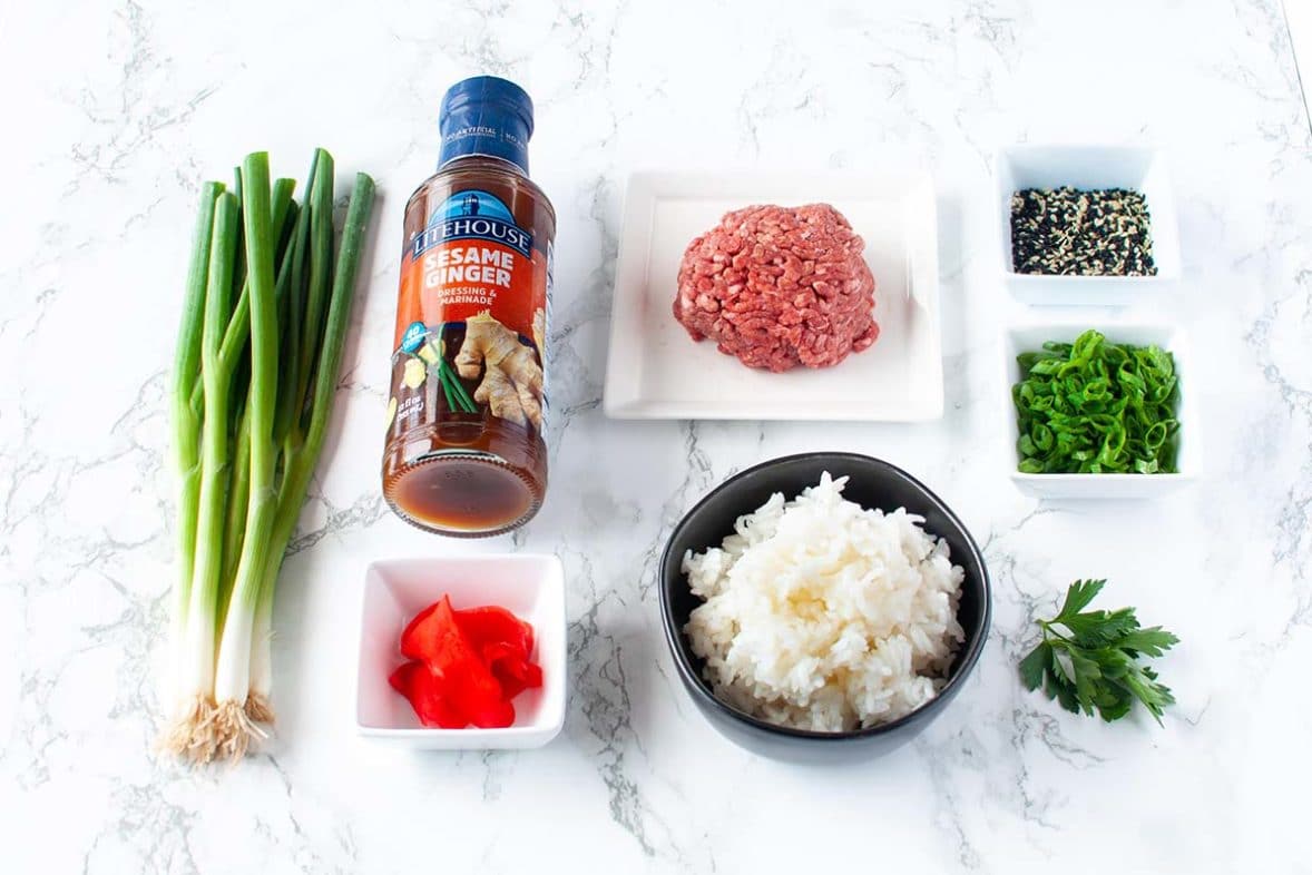 Prep work for Spicy Korean Beef and Rice Bowls