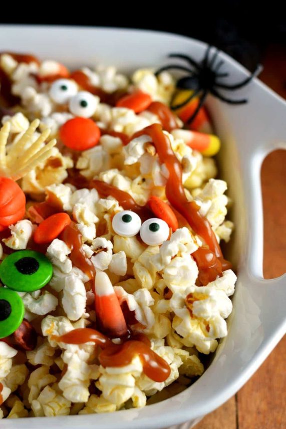 Halloween Monster Popcorn ready for snacking