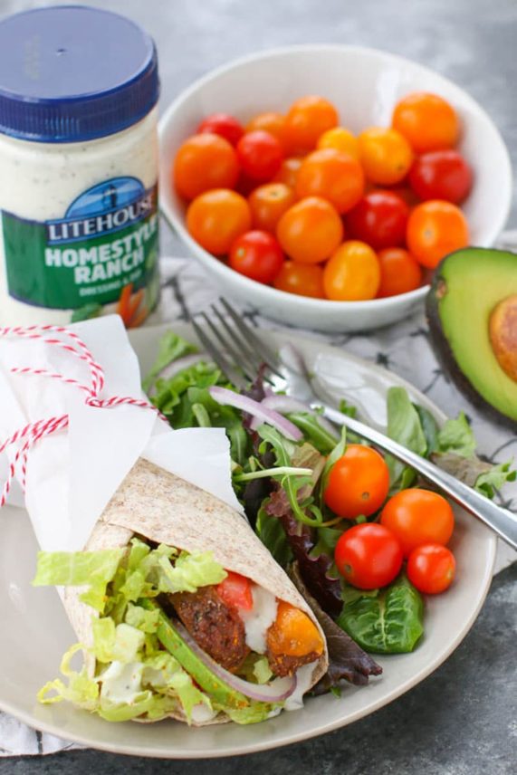 Plant-Based Avocado Ranch Burgers in a wrap