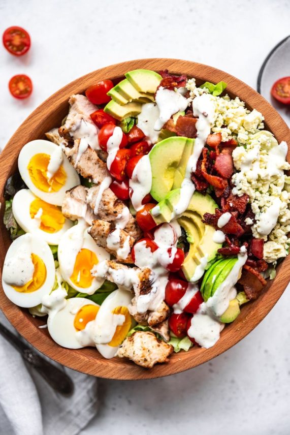 Large bowl of Cobb Salad with Ranch