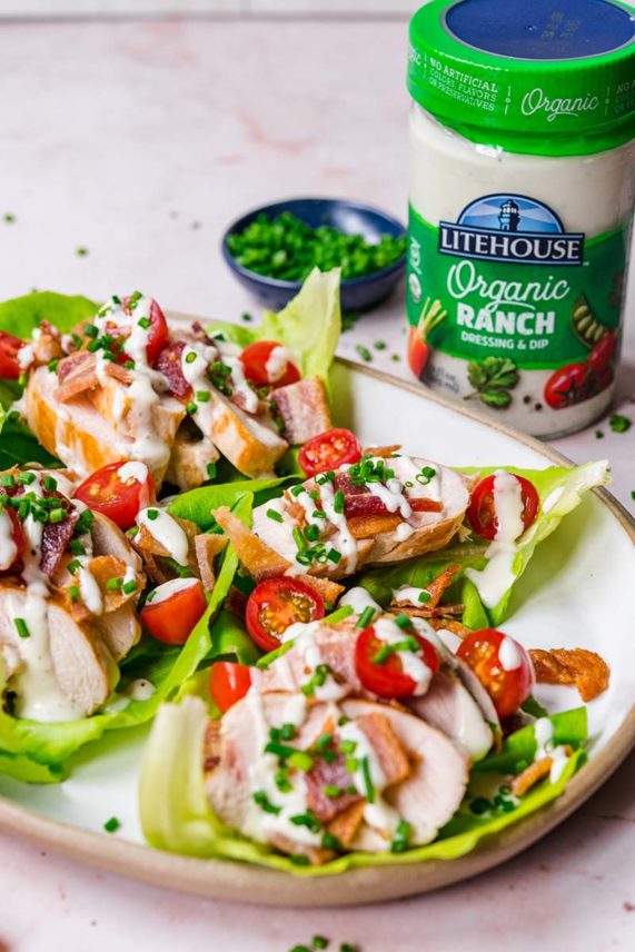 Litehouse Organic Ranch to drizzle on Bacon Chicken Ranch Lettuce Wraps
