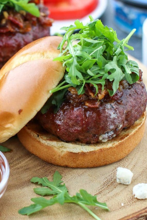 Blue Cheese Stuffed Burger with Artisan Blue Cheese Crumbles