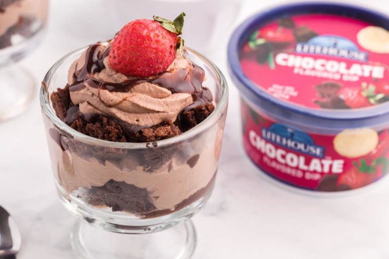 Brownie Parfaits and Litehouse Chocolate Flavored Dip