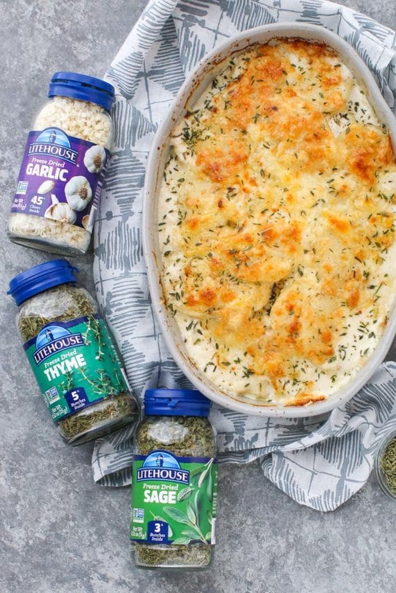 Herbed Potatoes Au Gratin with Litehouse Freeze Dried Herbs