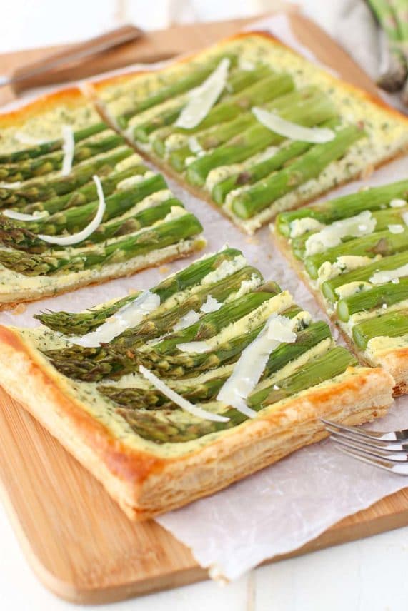 Fresh served Herbed Ricotta and Asparagus Tart