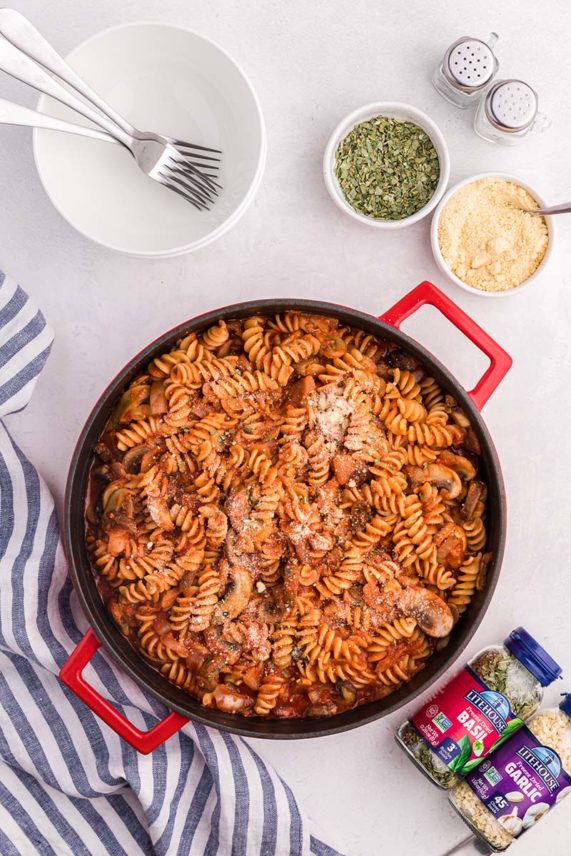 Mushroom Pasta with Litehouse Freeze Dried Garlic and Basil