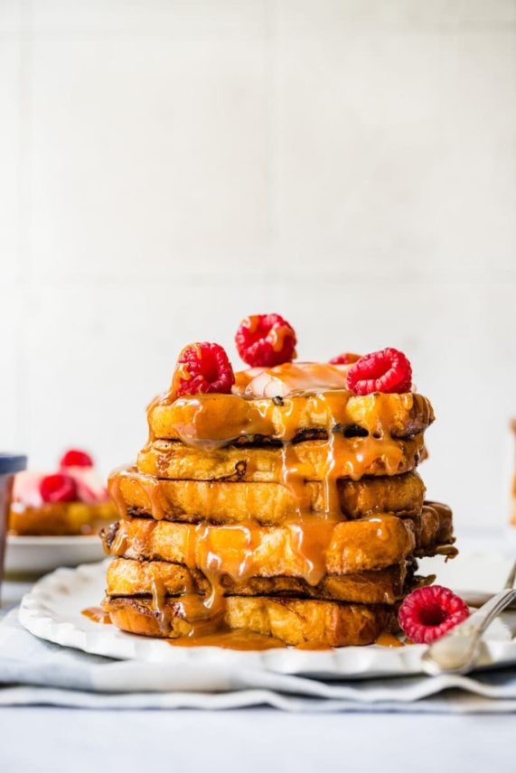 Freshly topped Pumpkin Spice Caramel French Toast