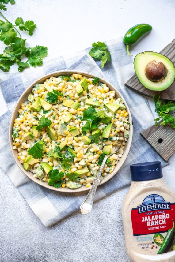 Corn Jalapeño Ranch Salad with Litehouse Jalapeño Ranch