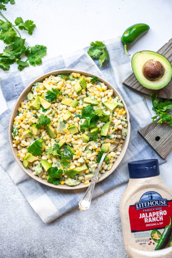 Corn Jalapeño Ranch Salad with Litehouse Jalapeño Ranch