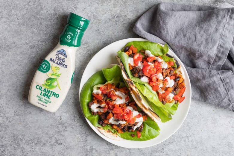 Mexican Black Bean Wraps with Litehouse Cilantro Lime Greek Yogurt Dressing
