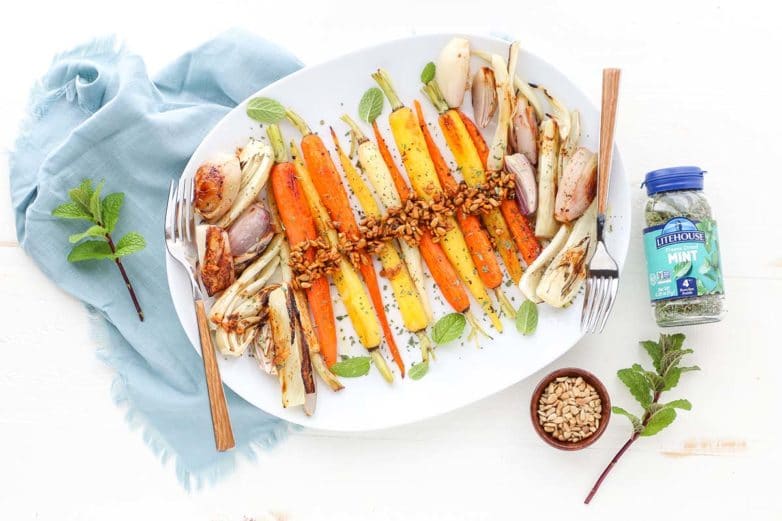 Roasted Carrots, Shallots and Fennel with Litehouse Freeze Dried Mint