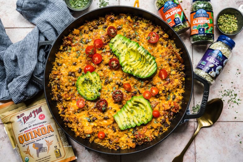 Freshly made meal of Southwest Quinoa Bake