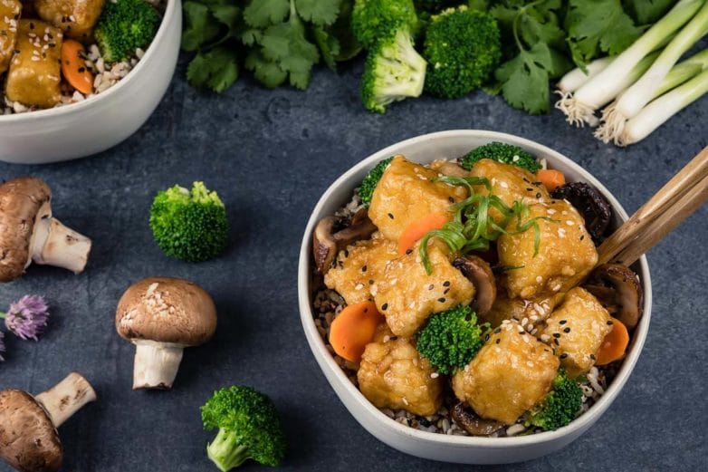 Preparing Sesame Ginger Tofu Stir Fry Bowls