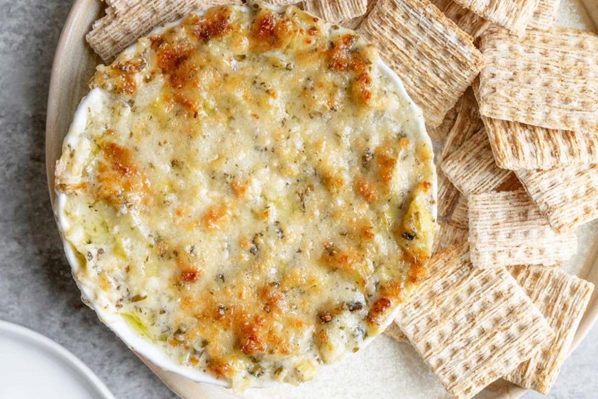 Spinach Artichoke Dip hot from the oven