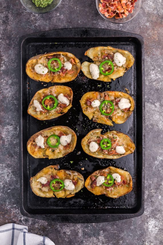 Fresh tray of Spicy Potato Skins from the oven