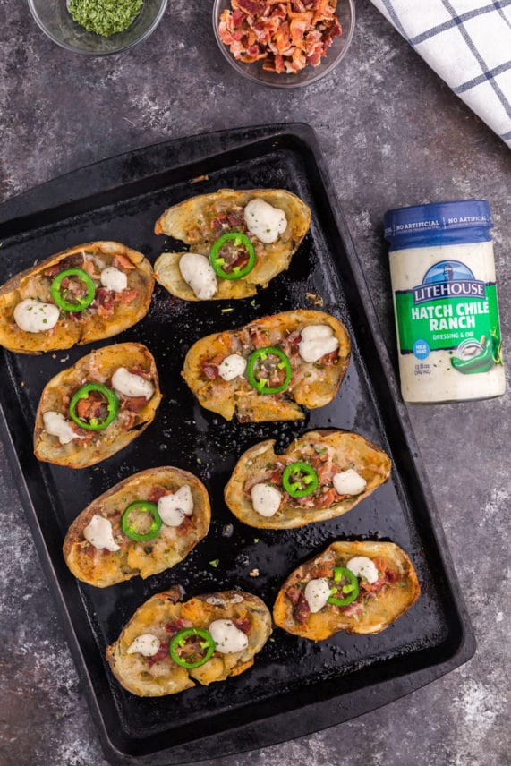 Preparing a batch of Spicy Potato Skins