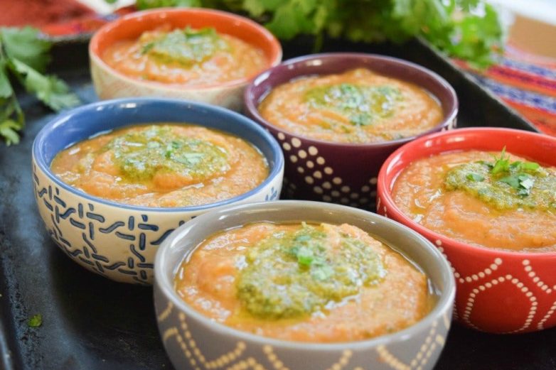 Serving up bowls of Vegan Chipotle Sweet Potato Soup