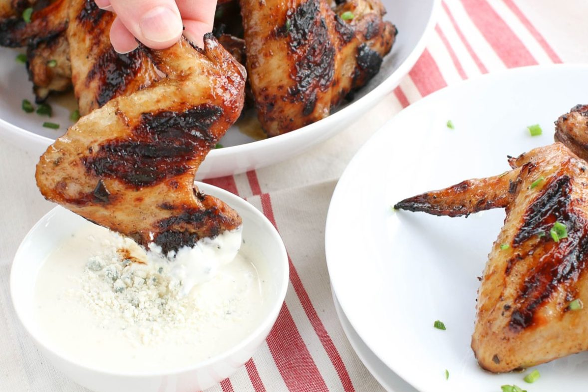 Dipping some Grilled Spicy Rum Wings