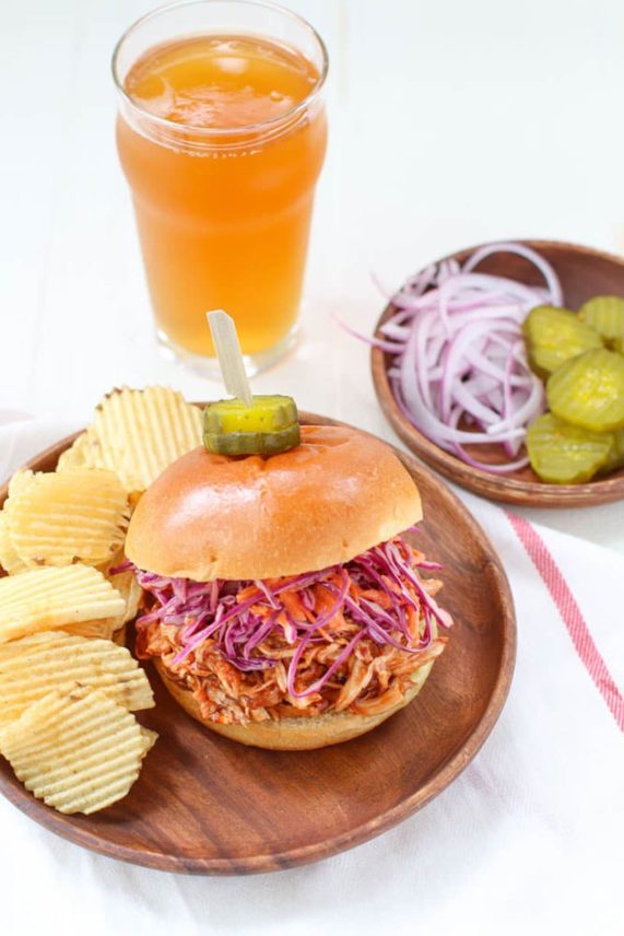 Plate of Smoky Chipotle Chicken Sandwiches with Slaw