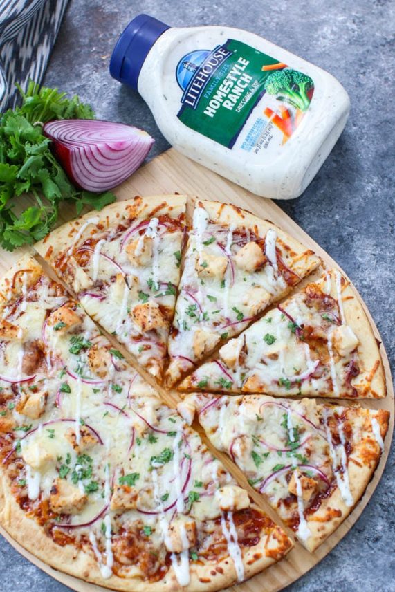 BBQ Chicken Ranch Pizza with Litehouse Homestyle Ranch