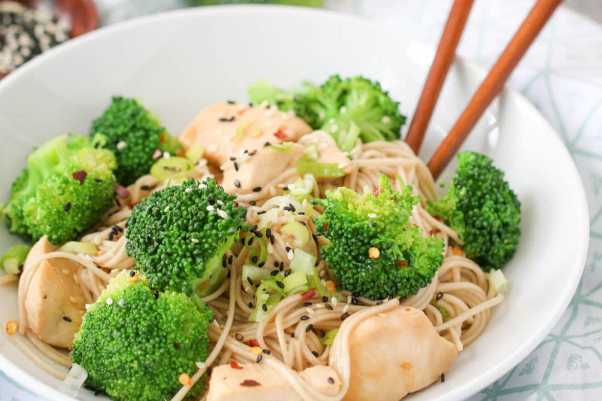 Freshly made Sesame Chicken Soba Bowl