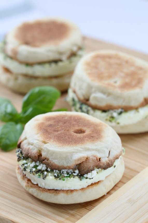 Putting finishing touches on Feta and Herb Egg Sandwiches