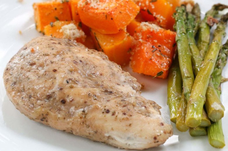 One-Pan Balsamic Rosemary Chicken and Butternut Squash closeup