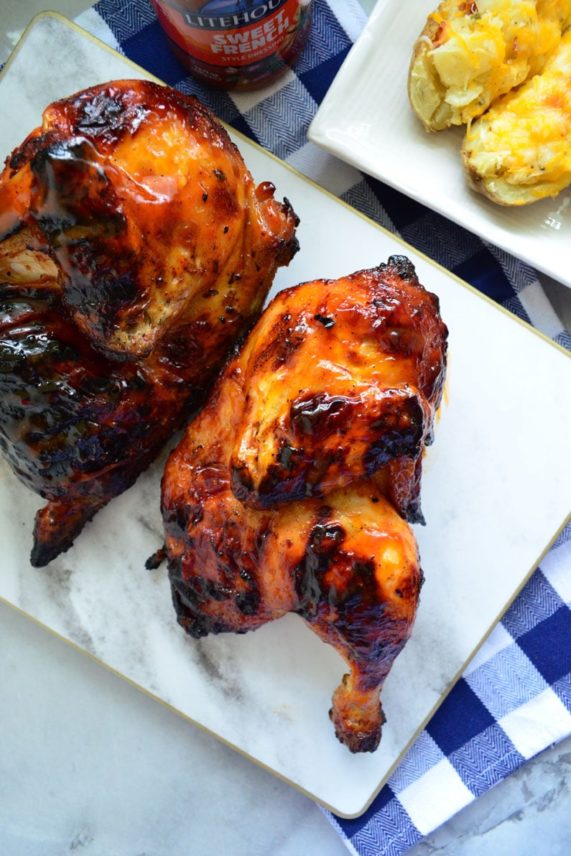 Grilled Sweet French Chicken on the grill