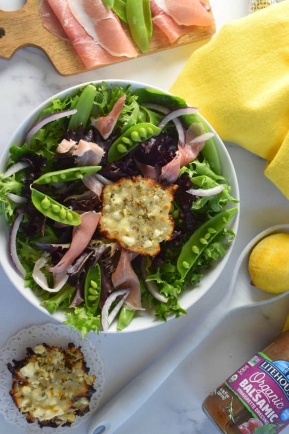 Prosciutto Snap Pea Salad in a bowl ready to eat