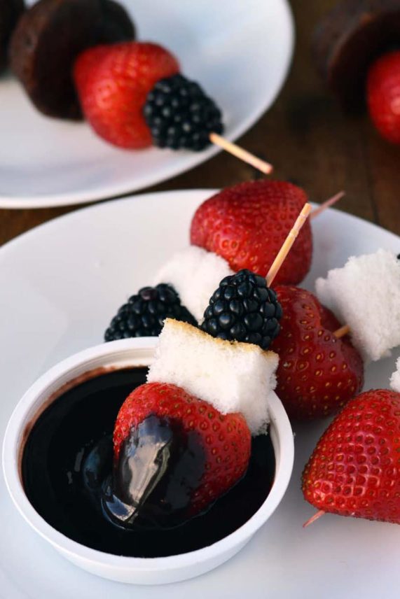 Angel Food Cake Dessert Kabob in Litehouse Chocolate Dip