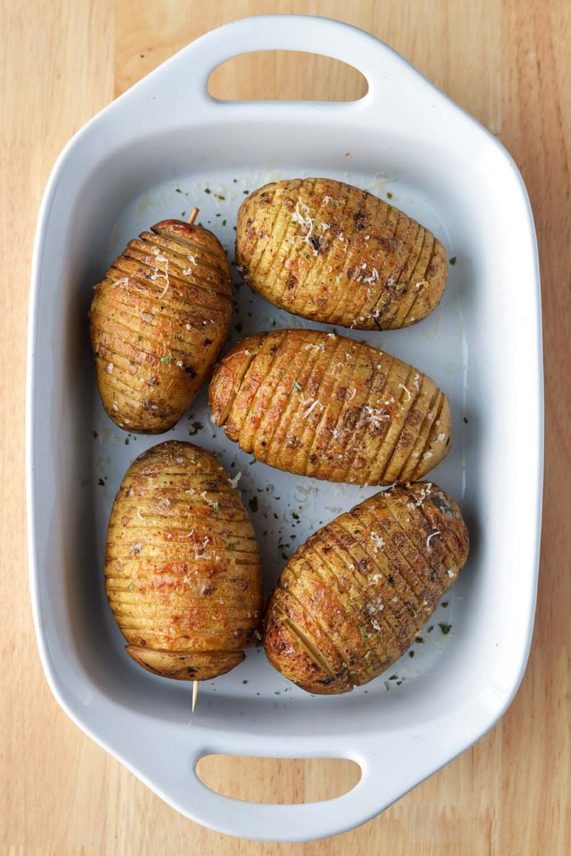 Caesar Hasselback Potatoes prep