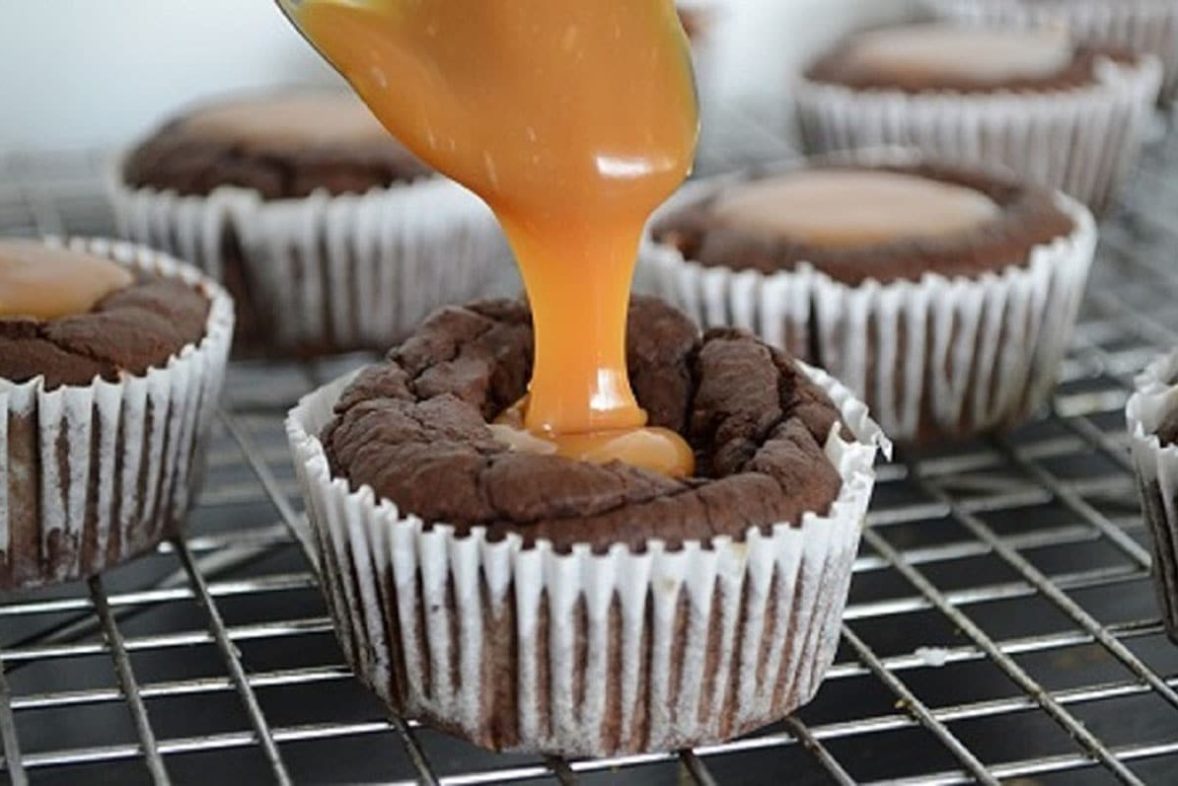 Adding caramel to Caramel Coconut Black Bean Brownies