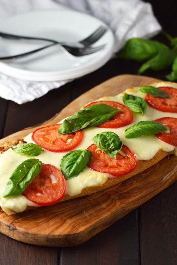 Caprese French Bread Pizza fresh from the oven