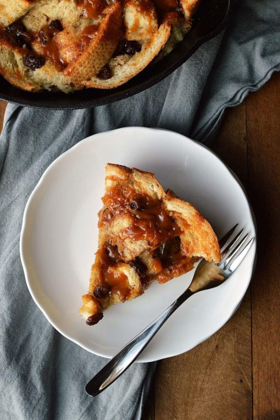 Caramel Raisin Bread Pudding Slice