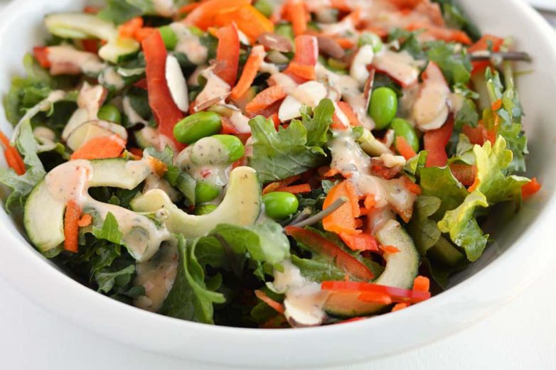 Mixing up a batch of Spicy Chopped Salad