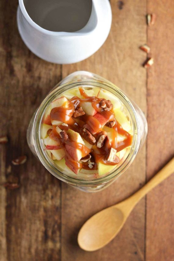 Mixing up a hot batch of Caramel Apple Overnight Oats